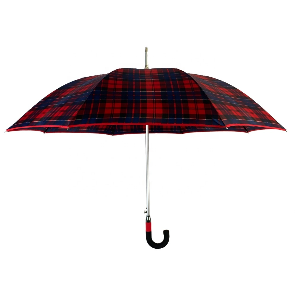 Check Custom Logo 27 Inch Hot Sale Aluminum Stick Golf Umbrella with Colorful EVA J Shape Handle for Rain