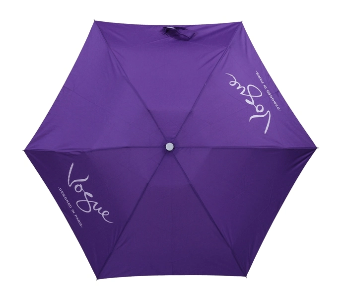 Small Five Flat Aluminum Folding Umbrella for Rain with Case