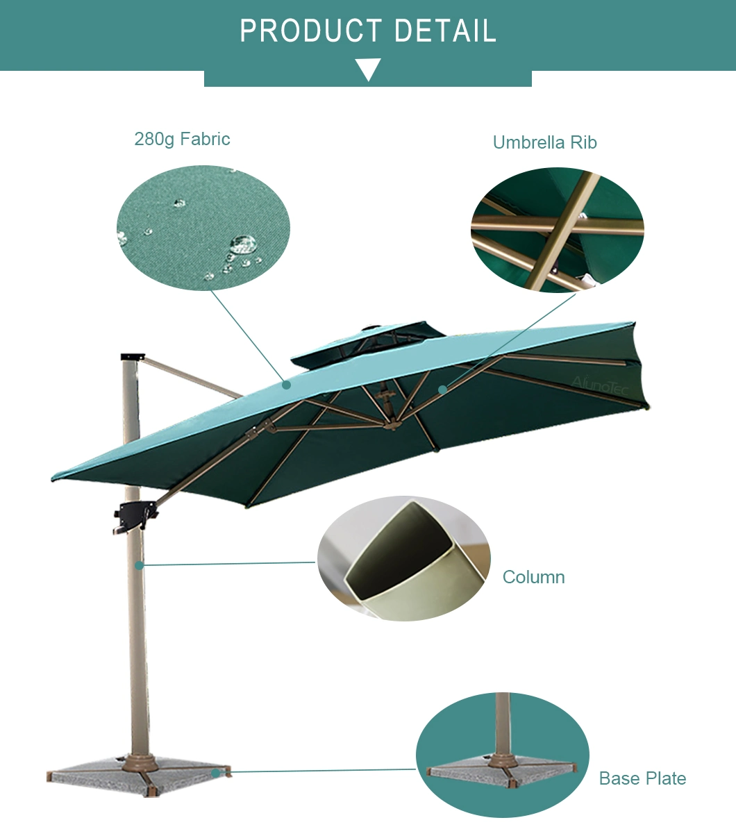 Wind Resistant Aluminium Sun Protection Garden Outdoor Beach Roman Umbrella in Patio