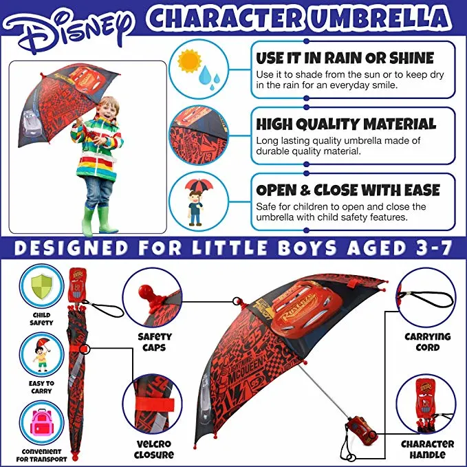 Boys Little Cars Lightning Mcqueen Rainwear Character Umbrella for Kids Promotion Gift with Audit BSCI/Sedex/Disney